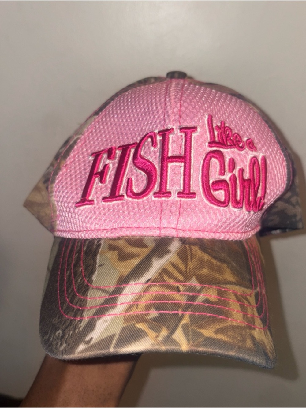 Pink Camo "Fish Like a Girl" Fishing Cap